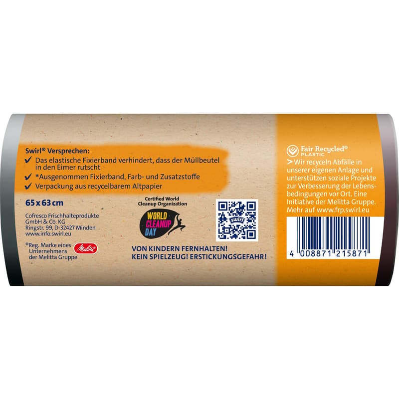 Swirl 35 litre fixing tape bin liner Tearproof & leakproof