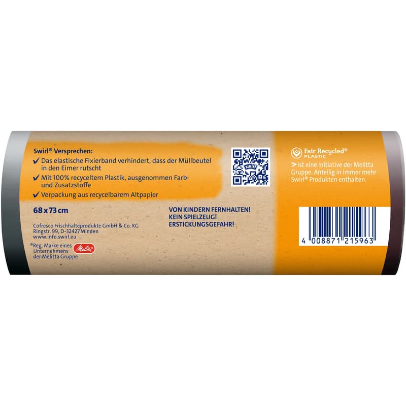 Swirl 60 l Fixation tape bin liner Tearproof & leakproof