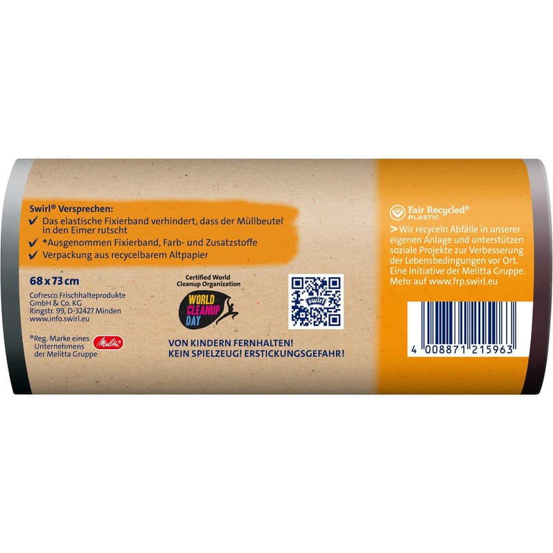 Swirl 60 l Fixation tape bin liner Tearproof & leakproof