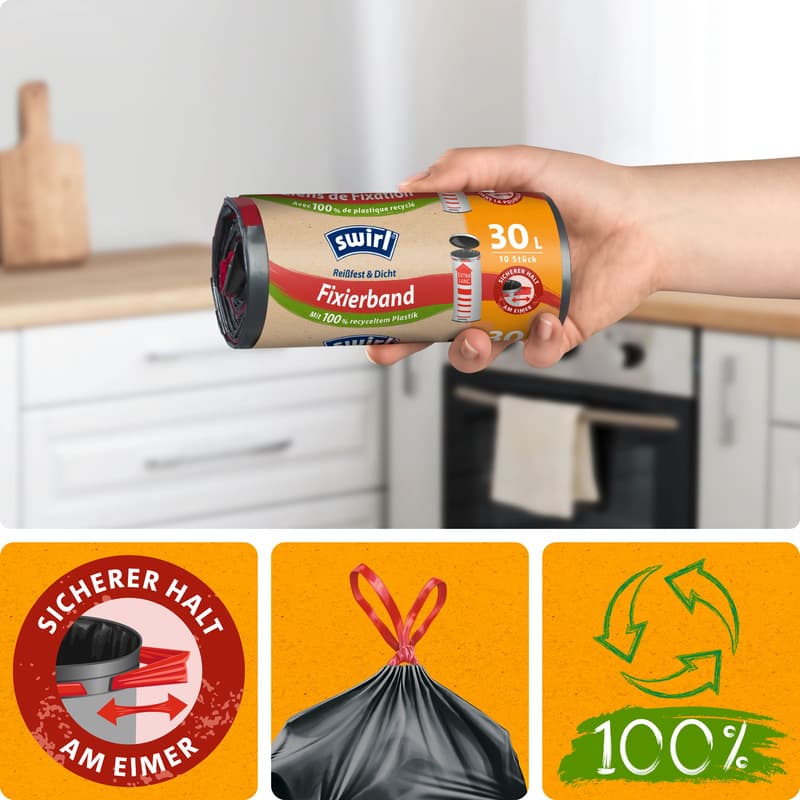 Swirl 30 l Fixation tape bin liner XL Tearproof & leakproof