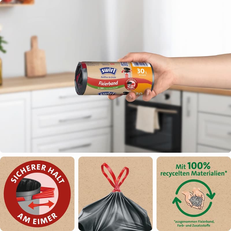 Swirl 30 l Fixation tape bin liner XL Tearproof & leakproof