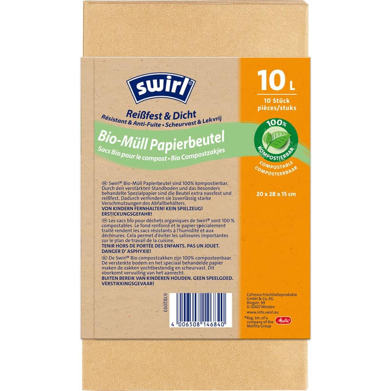 Swirl 10 litre organic waste paper bags