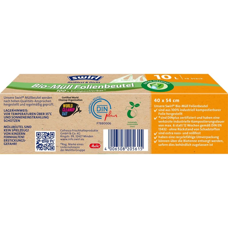 Swirl 10 litre organic waste film bag with handle crosswise