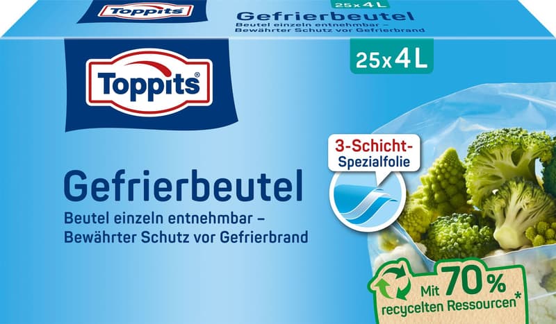 Toppits freezer bag stand-up 4L