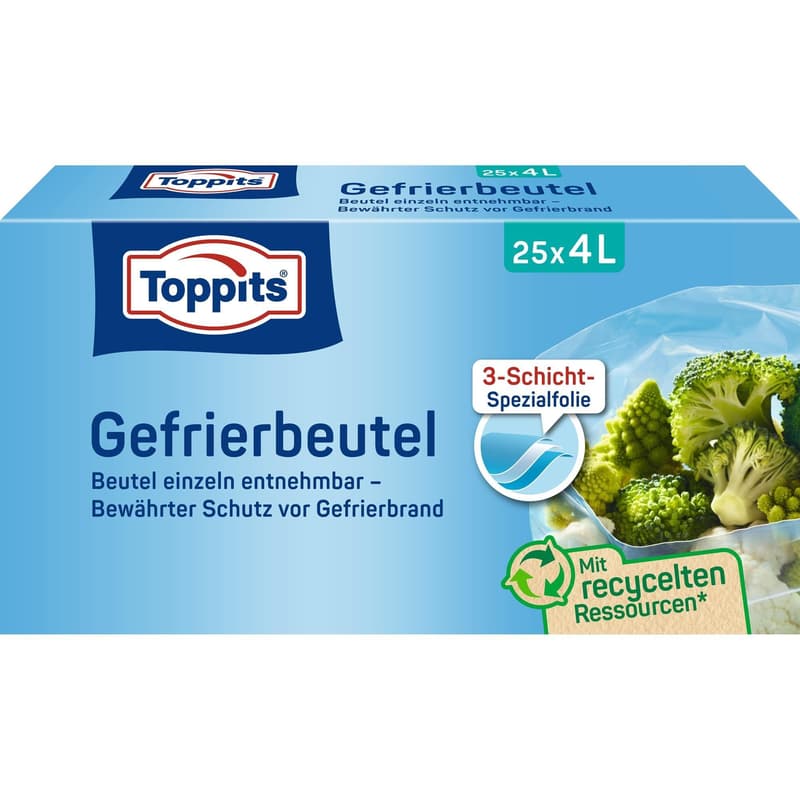 Toppits freezer bag stand-up 4L