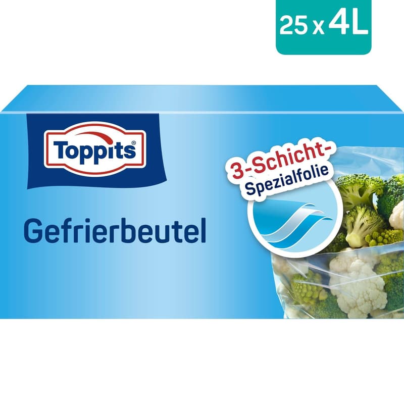 Toppits freezer bag stand-up 4L