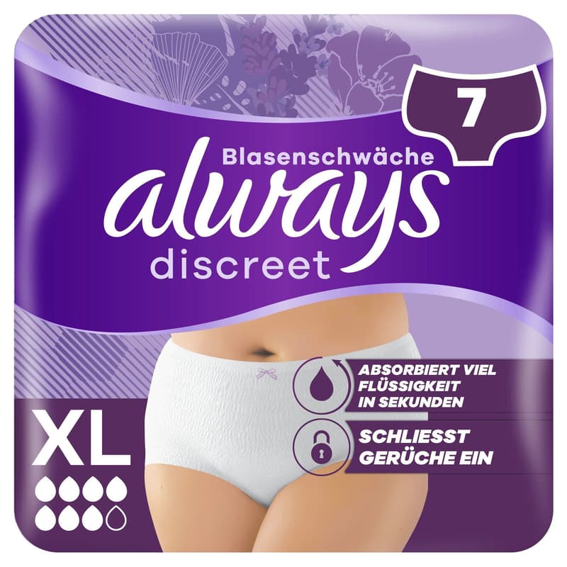 Always Discreet Inkontinenz-Höschen Für Frauen, XL, 7 Stück