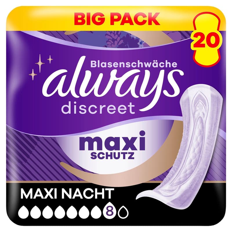 Always Discreet Inkontinenzeinlagen Für Frauen Ultimate Nacht 20 Stück