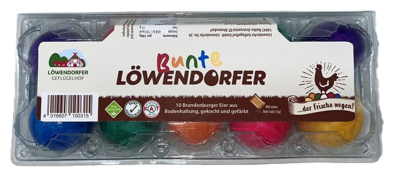 Löwendorfer Bodenhaltung, gekocht und gefärbt 10er M