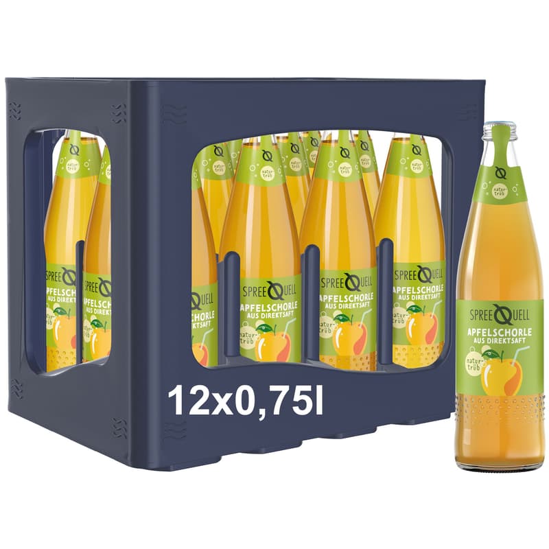 Spreequell Apfelschorle Direktsaft 12x0,75l Glas (MEHRWEG)