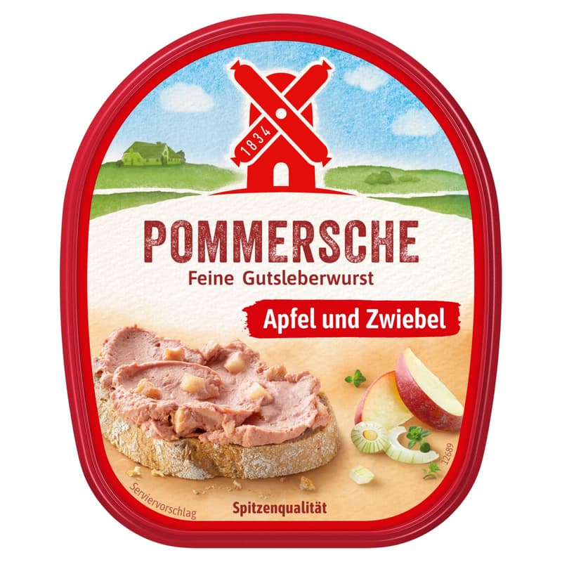 Rügenwalder Mühle Pommersche Feine Gutsleberwurst Apfel und Zwiebel