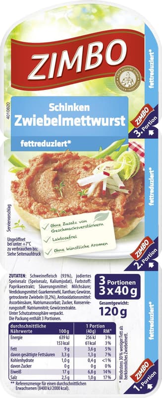 Zimbo ham and onion sausage