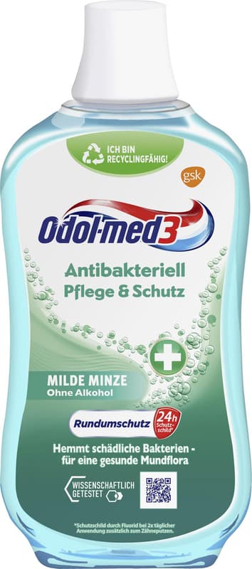 Odol-med3 Mouthwash Antibacterial Care & Protection Mild Mint