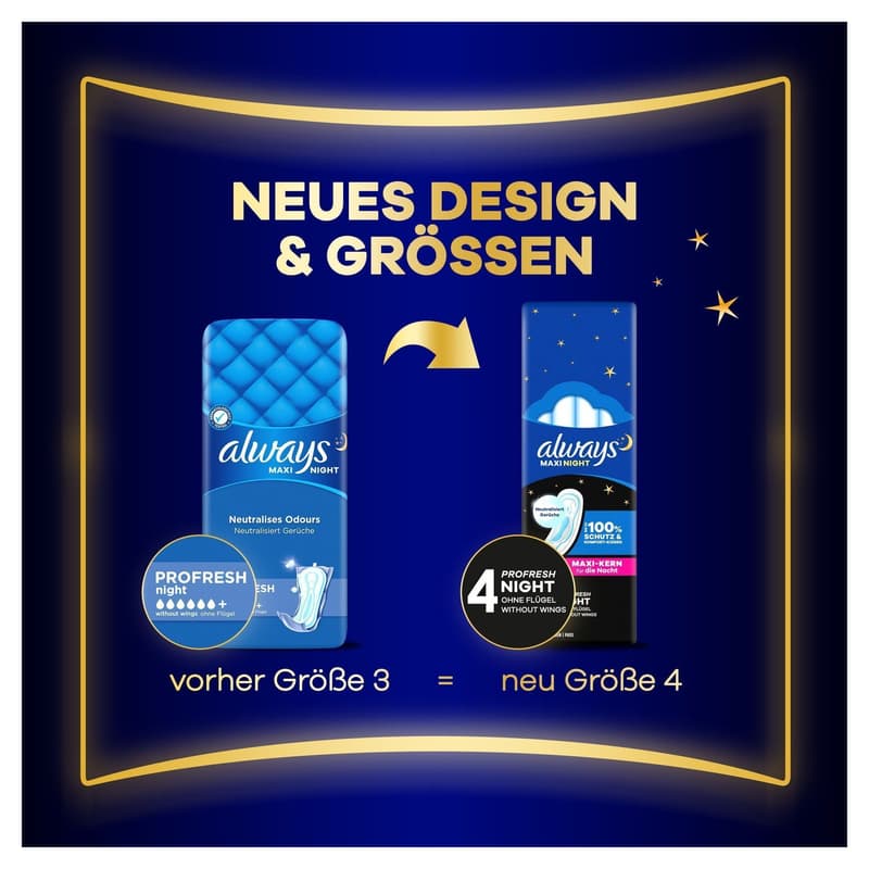 Always Maxi Profresh Night Damenbinden (Gr. 4) Ohne Flügel