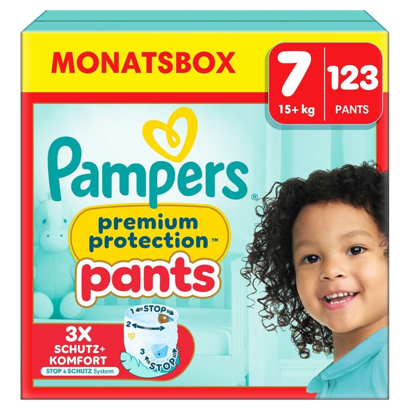Pampers Premium Protection Pants Size 7, Monthly Box, 17+ kg