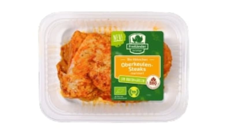 Freiländer BIO Hähnchenoberkeulensteaks mit Haut in Paprika-Marinade