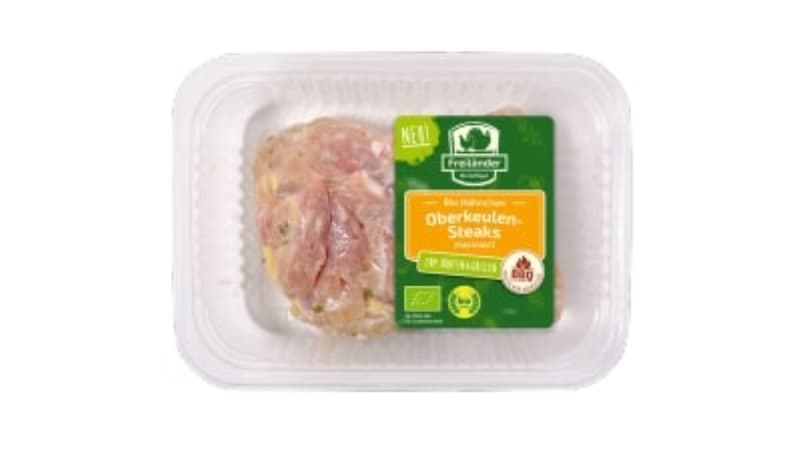 Freiländer BIO Hähnchenoberkeulensteaks mit Haut in Joghurt-Knoblauch-Marinade