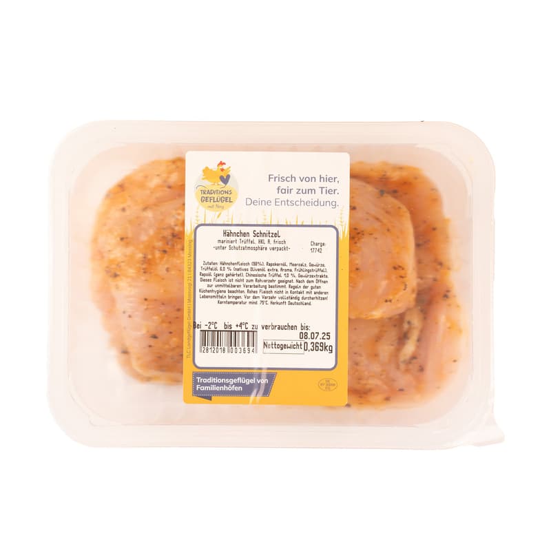 Traditionsgeflügel Hähnchen Filet Schnitzel mariniert Trüffel
