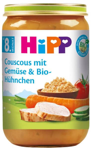 HiPP Bio Menüs ab 8.Monat Couscous mit Gemüse und Bio-Hühnchen