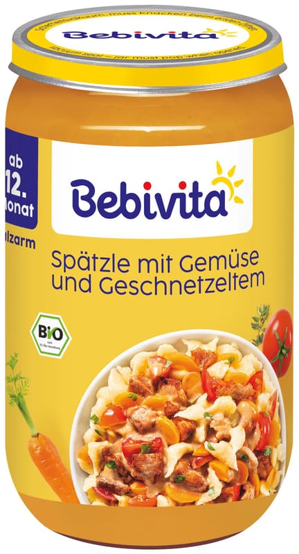 Bebivita Menüs Spätzle mit Gemüse und Geschnetzeltem ab dem 12. Monat