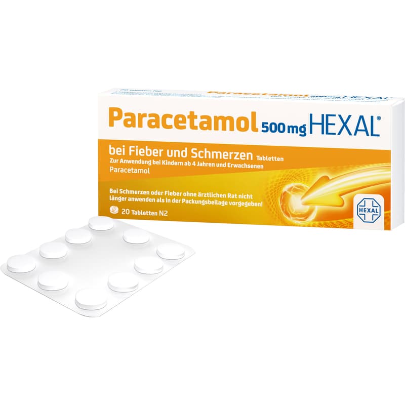 PARACETAMOL 500 mg HEXAL for fever and pain tablets.