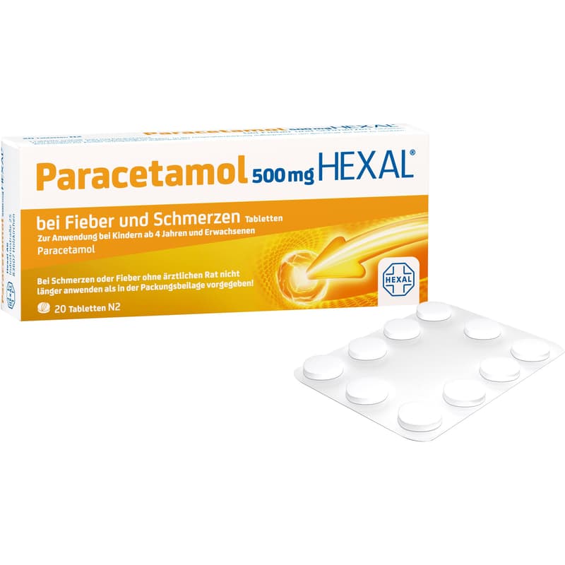 PARACETAMOL 500 mg HEXAL for fever and pain tablets.