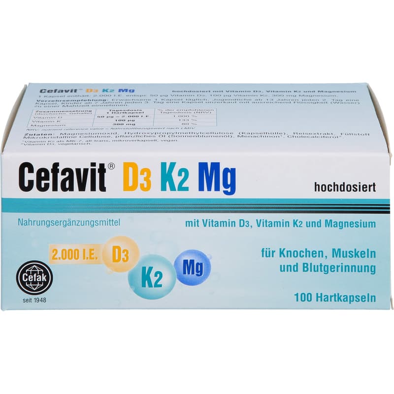 CEFAVIT D3 K2 Mg 2.000 I.E. Hartkapseln