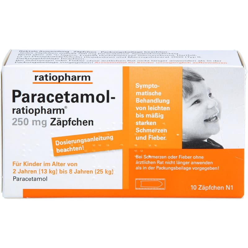 PARACETAMOL-ratiopharm 250 mg suppositories