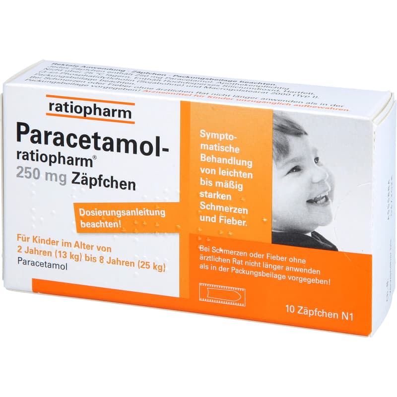 PARACETAMOL-ratiopharm 250 mg suppositories