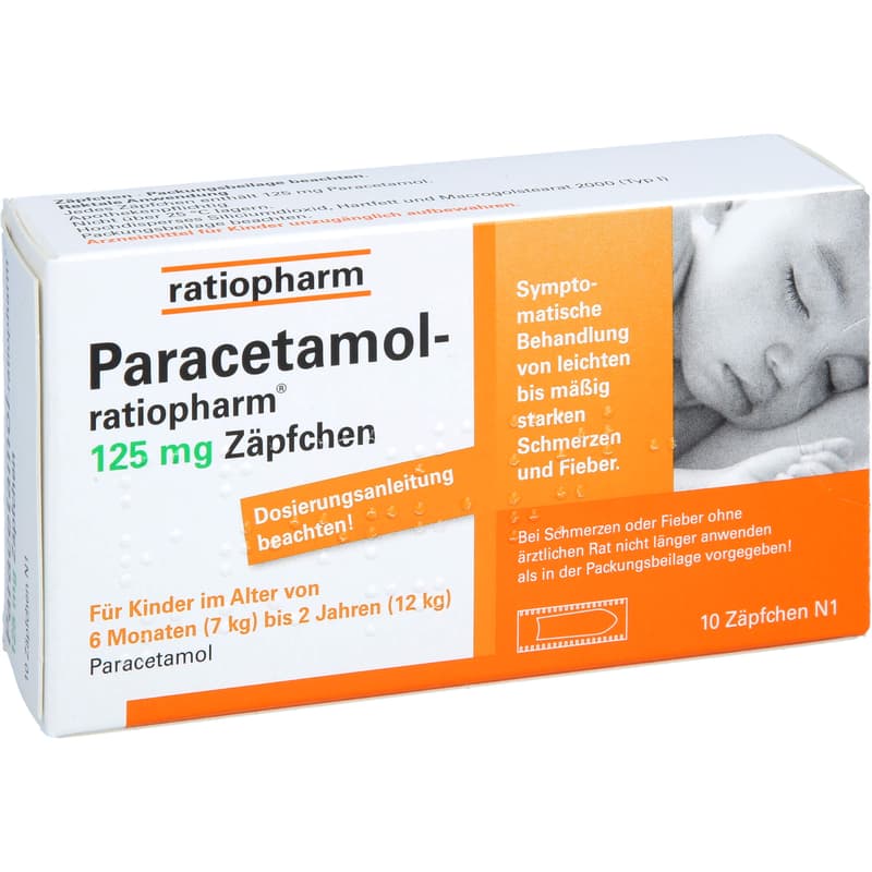 PARACETAMOL-ratiopharm 125 mg suppositories