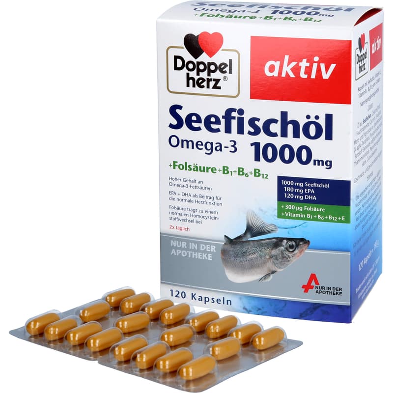 DOUBLEHERZ Sea Fish Oil Omega-3 1,000 mg + Fols. Caps.