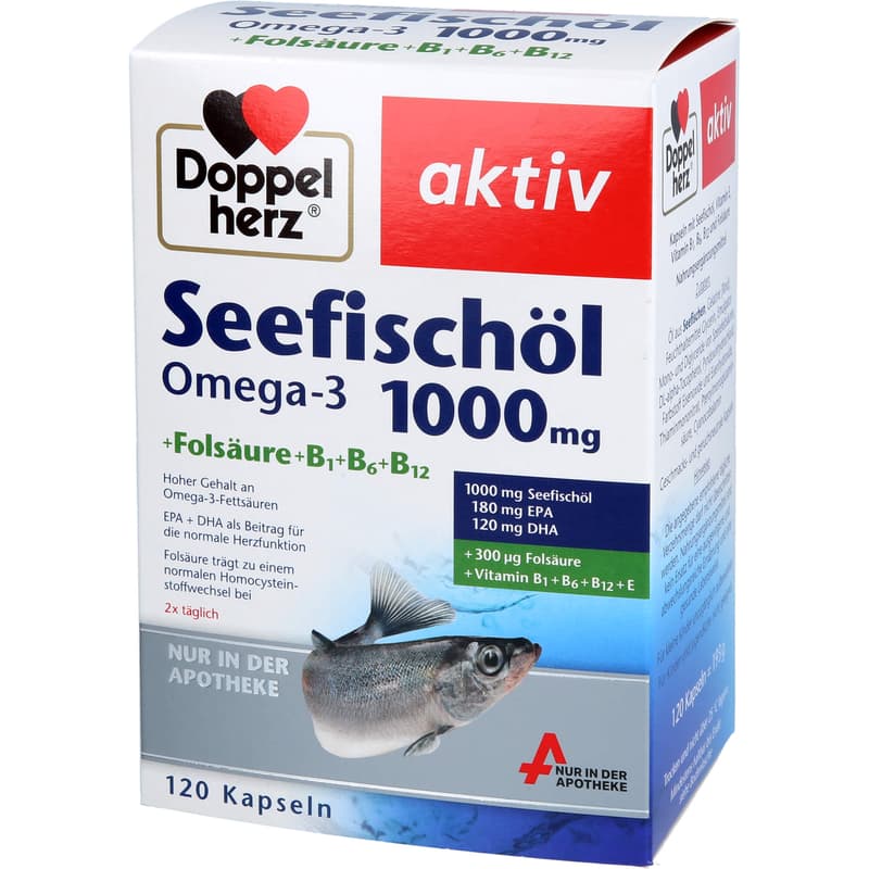 DOUBLEHERZ Sea Fish Oil Omega-3 1,000 mg + Fols. Caps.