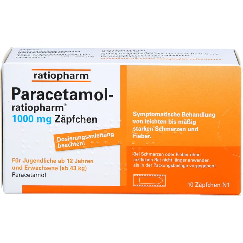 PARACETAMOL-ratiopharm 1,000 mg suppositories