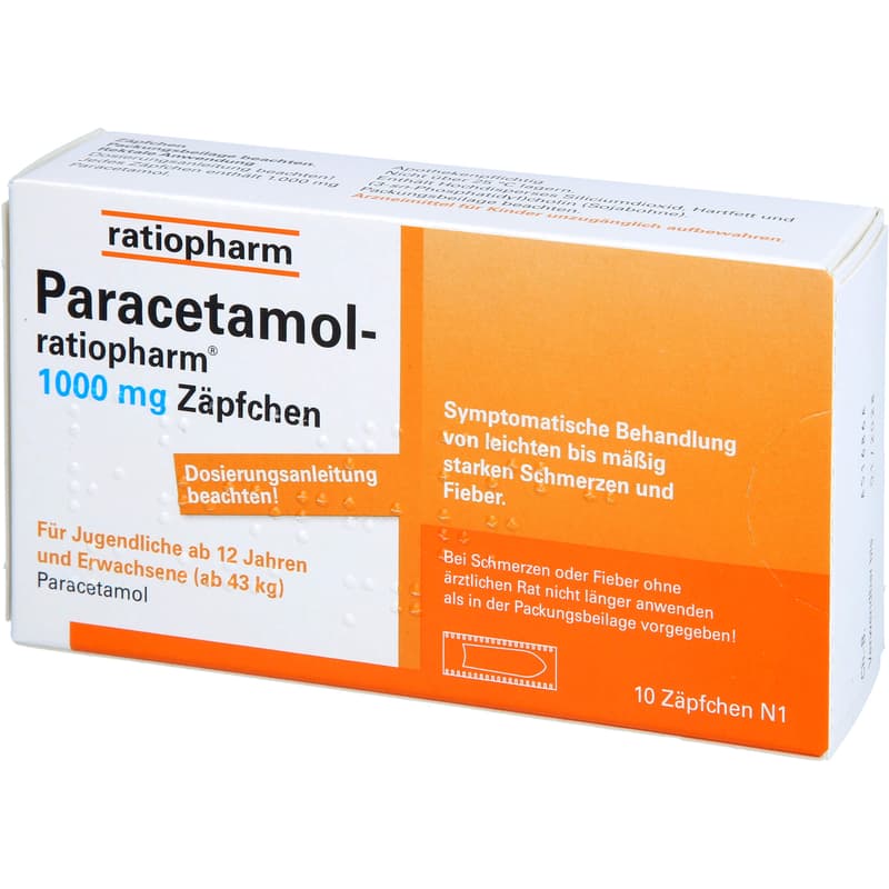 PARACETAMOL-ratiopharm 1,000 mg suppositories