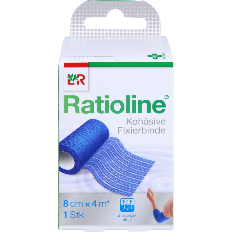 RATIOLINE acute fixation bandage cohesive 8 cm x 4 m blue