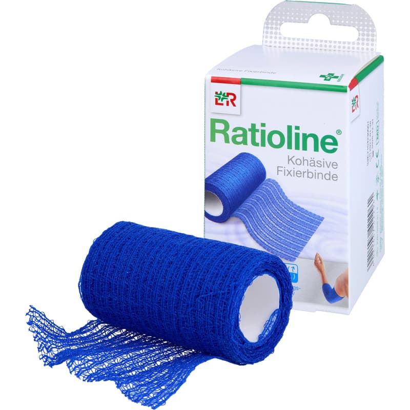 RATIOLINE acute fixation bandage cohesive 8 cm x 4 m blue