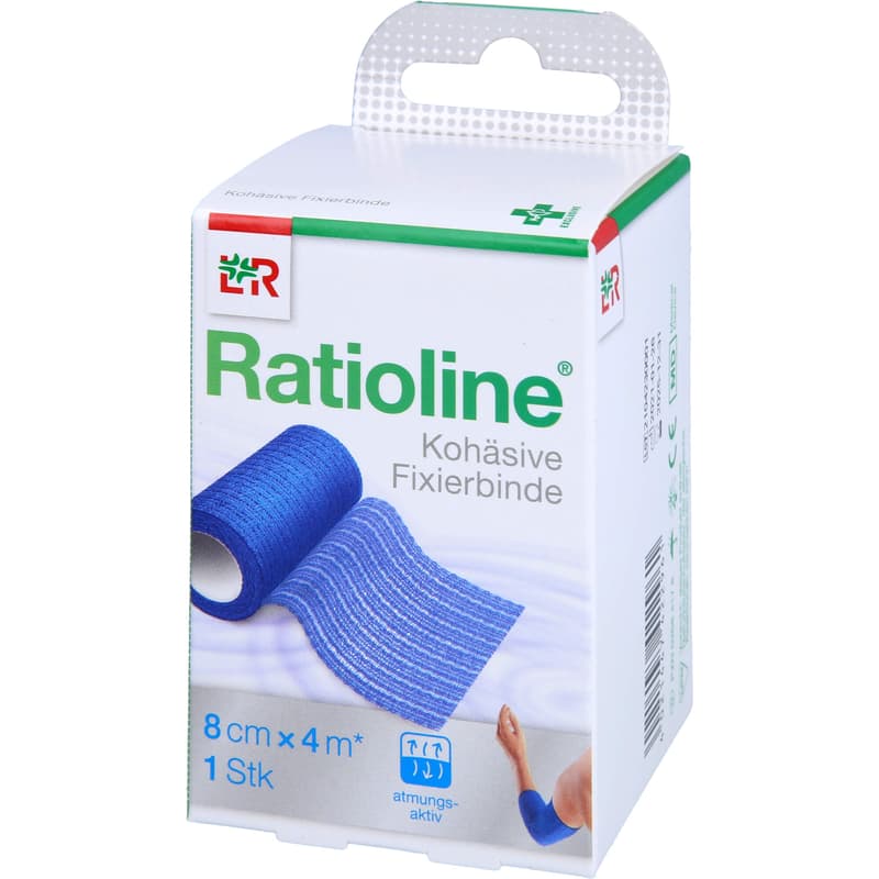 RATIOLINE acute fixation bandage cohesive 8 cm x 4 m blue