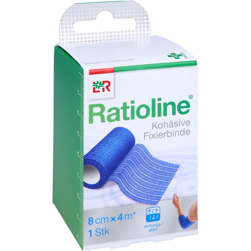 RATIOLINE acute fixation bandage cohesive 8 cm x 4 m blue