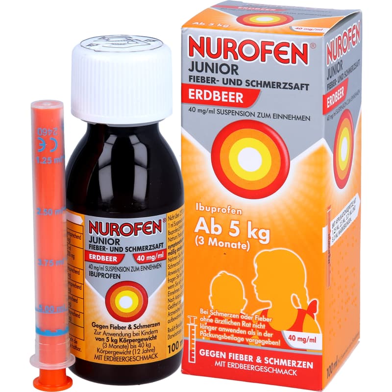 Nurofen Junior Fever and Pain Relief Syrup Strawberry 40 mg/ml