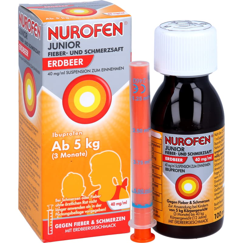 Nurofen Junior Fever and Pain Relief Syrup Strawberry 40 mg/ml