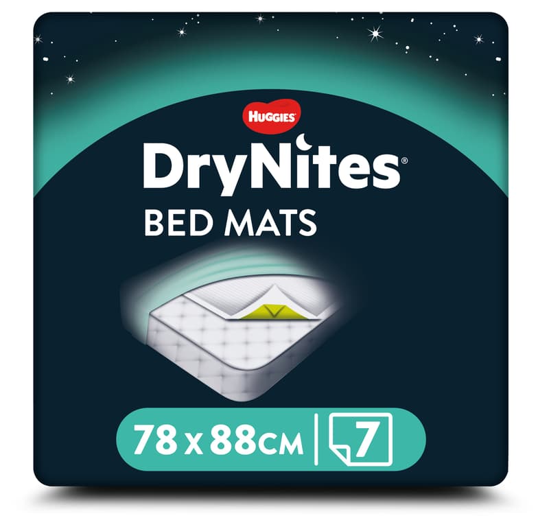 DryNites Bed Mats, Saugfähige Einweg-Betteinlagen (88 x 78 cm), ab 12 Monate