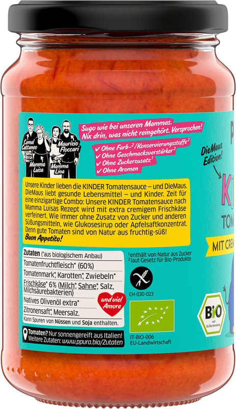 PPURA ORGANIC tomato sauce for children with cream cheese