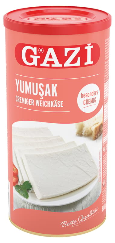 GAZi - Yumuşak - Creamy salad cheese 55%
fat idm in brine6 x 800g tin
