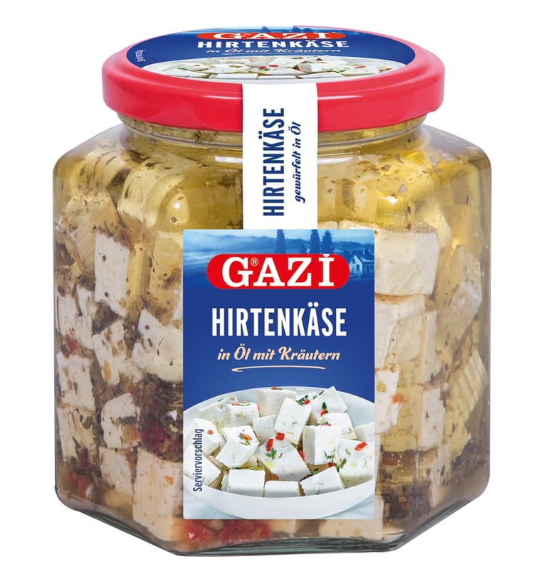 GAZi Hirtenkäse 45% Fett gewürfelt in Rapsöl mit Kräutern