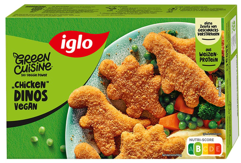 iglo Green Cuisine vegan chicken dinosaurs