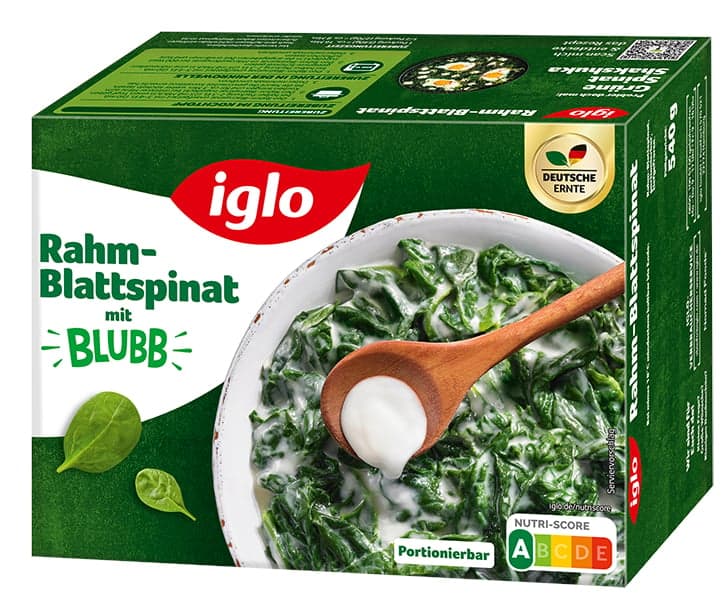 iglo creamed leaf spinach, portionable