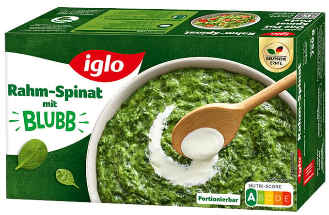 iglo creamed spinach, portionable
