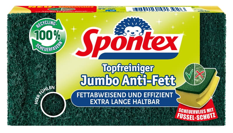 Spontex Jumbo Pot Cleaner Anti-Grease with grease-repellent recycled fibres and lint protection