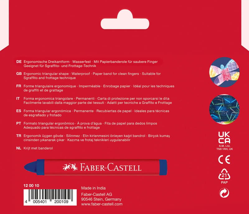 Faber-Castell Wachsmalstifte dreikant 12er Kartonetui
