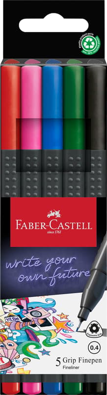 Faber-Castell Finepen Grip 0.4 case of 5